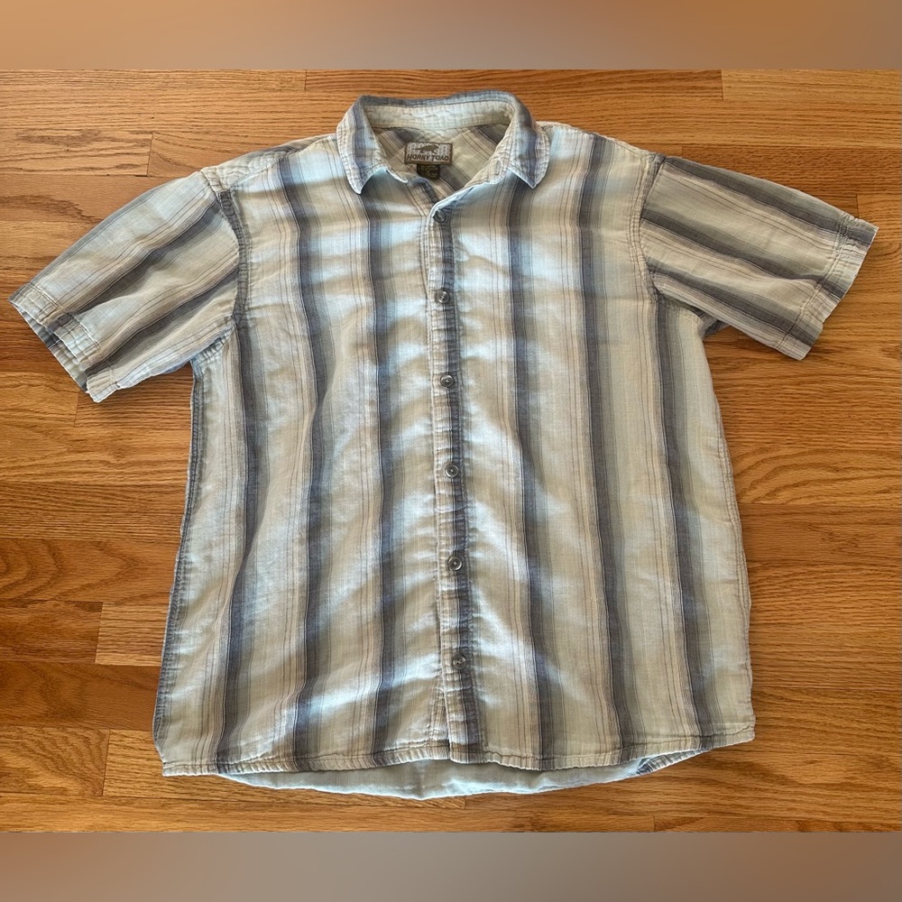 Horny Toad Men’s Striped Cotton Short Sleeve Button-Down Shirt Size Medium